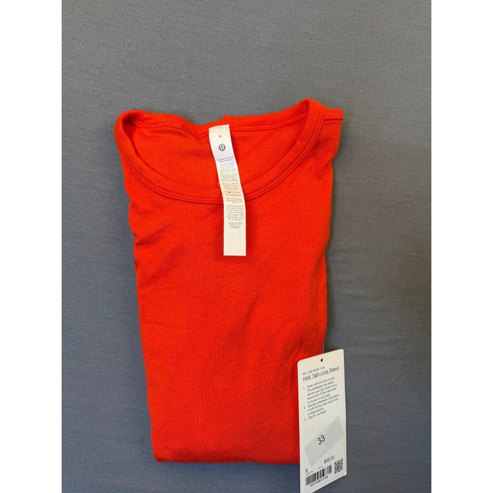 Lululemon NWT Hold Tight Long Sleeve Ribbed Top Size 8 Red